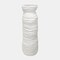 16" Ivory Matte Ceramic Vase, Horizontal Ribbed Texture, Modern Minimalist Decorative Floor or Table Vase